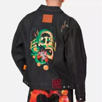 Shop EVISU x DRAGON Collaboration Blue Denim Jacket with Dragon Goku Design for Men. 2EADRM1DJ700LFCT