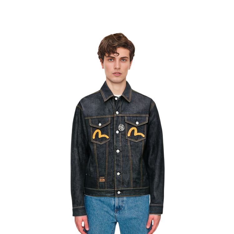 Sizing EVISU x DRAGON Collaboration Blue Denim Jacket with Dragon Goku Design for Men. 2EADRM1DJ700LFCT