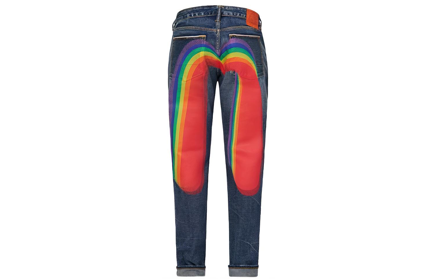 Buy EVISU x 陈冠希 SS21 30周年彩虹M修身牛仔裤男蓝色牛仔裤 2EAEDM0JE91017