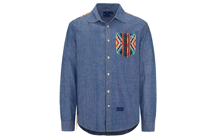 Lookbook 에비수 x 에디슨 첸 SS21 레인보우 M 데님 셔츠 블루 2EAEDM0SL210DN