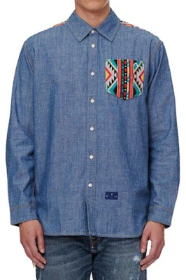 에비수 x 에디슨 첸 SS21 레인보우 M 데님 셔츠 블루 2EAEDM0SL210DN Shop 에비수 x 에디슨 첸 SS21 레인보우 M 데님 셔츠 블루 2EAEDM0SL210DN