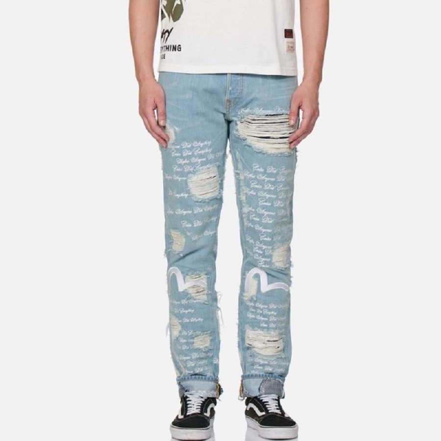 Purchase EVISU x Ev Bravado 藍海鷗破洞休閒牛仔褲 2ESBRM1JE12110IN