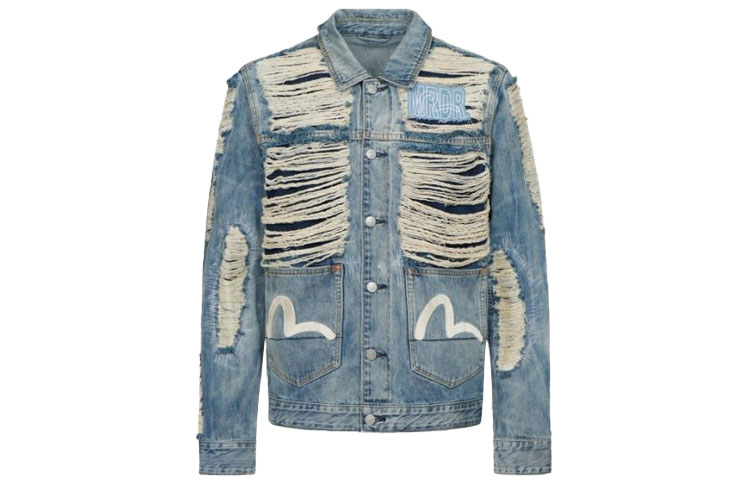 Order EVISU x Ev Bravado Collaboration  Blue Denim Jacket with Large M Logo. 2ESBRM1DJ710XXIN