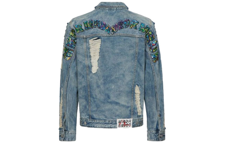 Lookbook EVISU x Ev Bravado Collaboration  Blue Denim Jacket with Large M Logo. 2ESBRM1DJ710XXIN