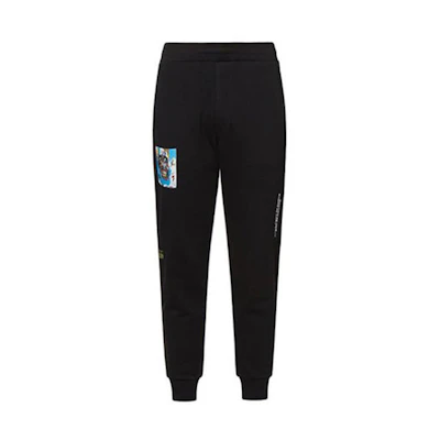 EVISU Jean-Michel Basquiat Black Embroidered Jogger Pants for Men. 2EABAM0SP440ST