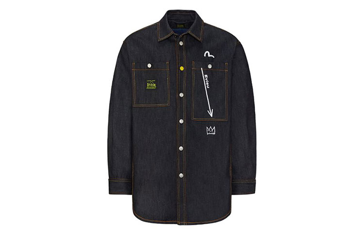 EVISU Jean Michel Basquiat Embroidered Quilted Denim Jacket  Blue Denim 2EABAM0SJ721DN 圖 2