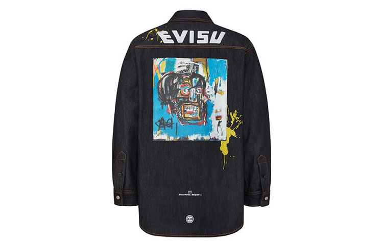 EVISU Jean Michel Basquiat Embroidered Quilted Denim Jacket  Blue Denim 2EABAM0SJ721DN 圖 3
