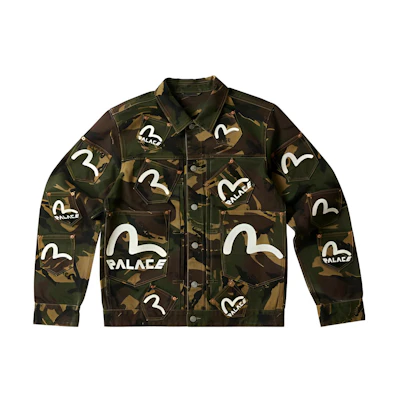 EVISU PALACE SS23 Camo Denim Jacket Unisex Letter Logo Print Collaboration 2ESPAM3DJ111XXDN