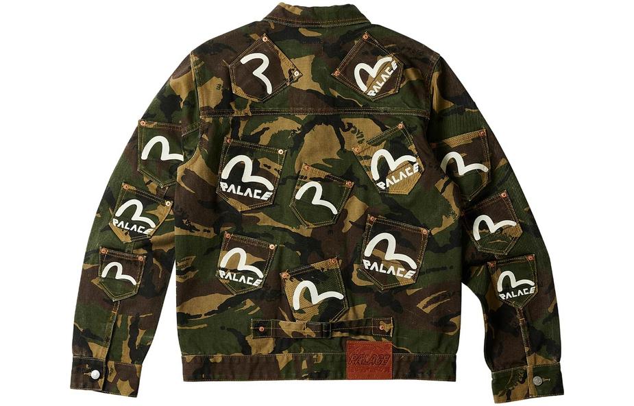 Lookbook 에비수 x 팔라스 SS23 카모 데님 재킷 유니섹스 로고 프린트 협업 2ESPAM3DJ111XXDN