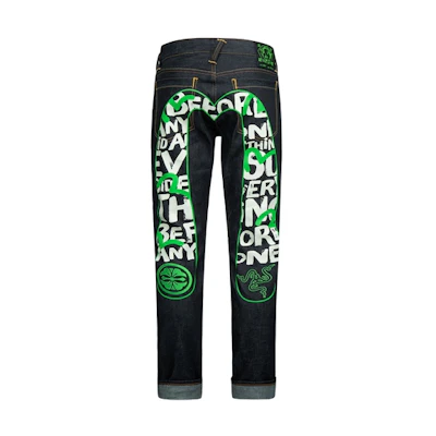 EVISU Razer SS23 Mid-Rise Straight Fit Printed Jeans Denim Blue. 2EARZM2DJ91017CT