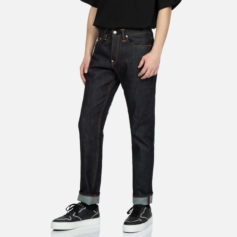 Shop Vaqueros Rectos de Tiro Medio EVISU x Razer SS23 Azul Denim Estampados. 2EARZM2DJ91017CT