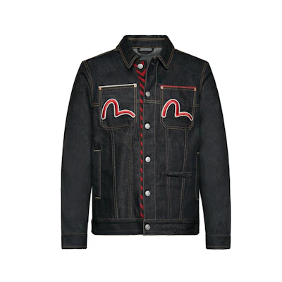 EVISU Seagull Embroidery Big M Denim Jacket Dark Blue 1EAHTM9DJ111XX