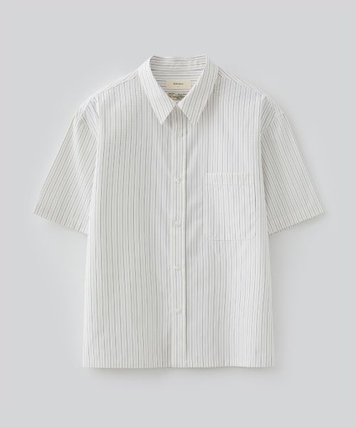 FABREGA Lauren Stripe Crop Half Shirt (White) FB2602SH10WH