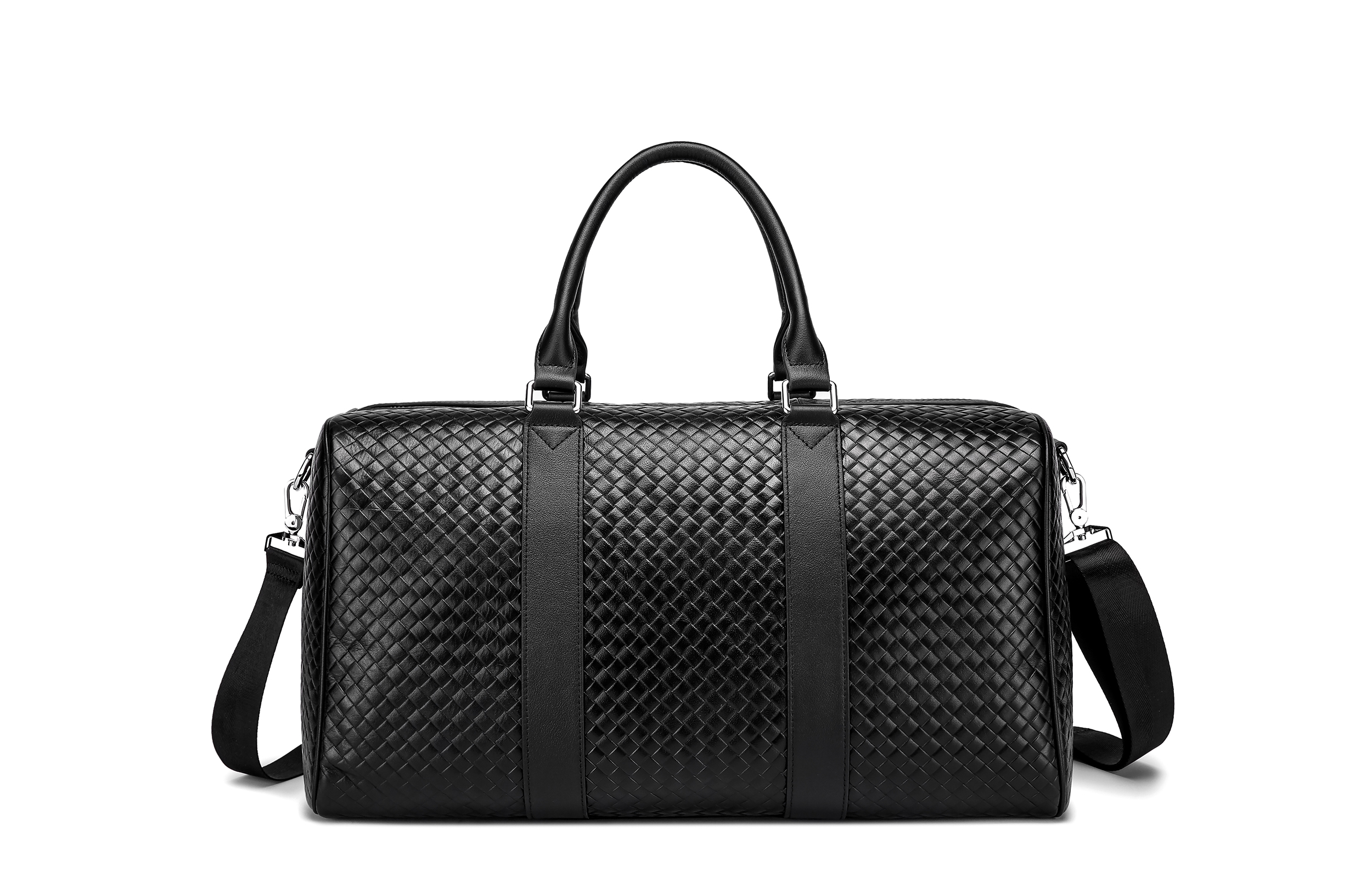 Fairwhale Genuine Leather Travel Bag - Stylish, Spacious & Lightweight in Black. 663428034853