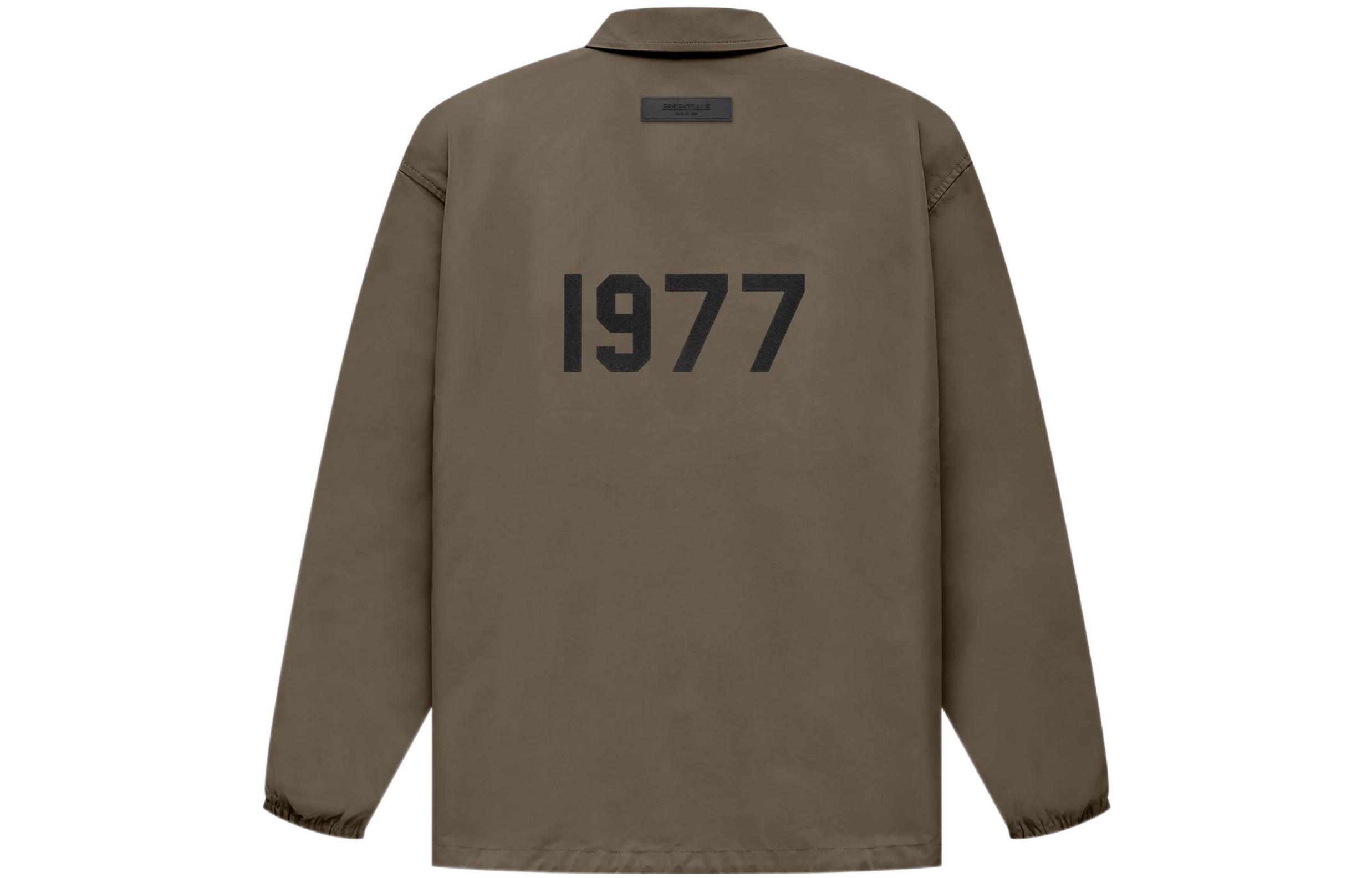 Fear of God 1977 FW22 Coaches Jacket Wood Brown Logo Button-Up Windbreaker Jacket FOG-FW22-052