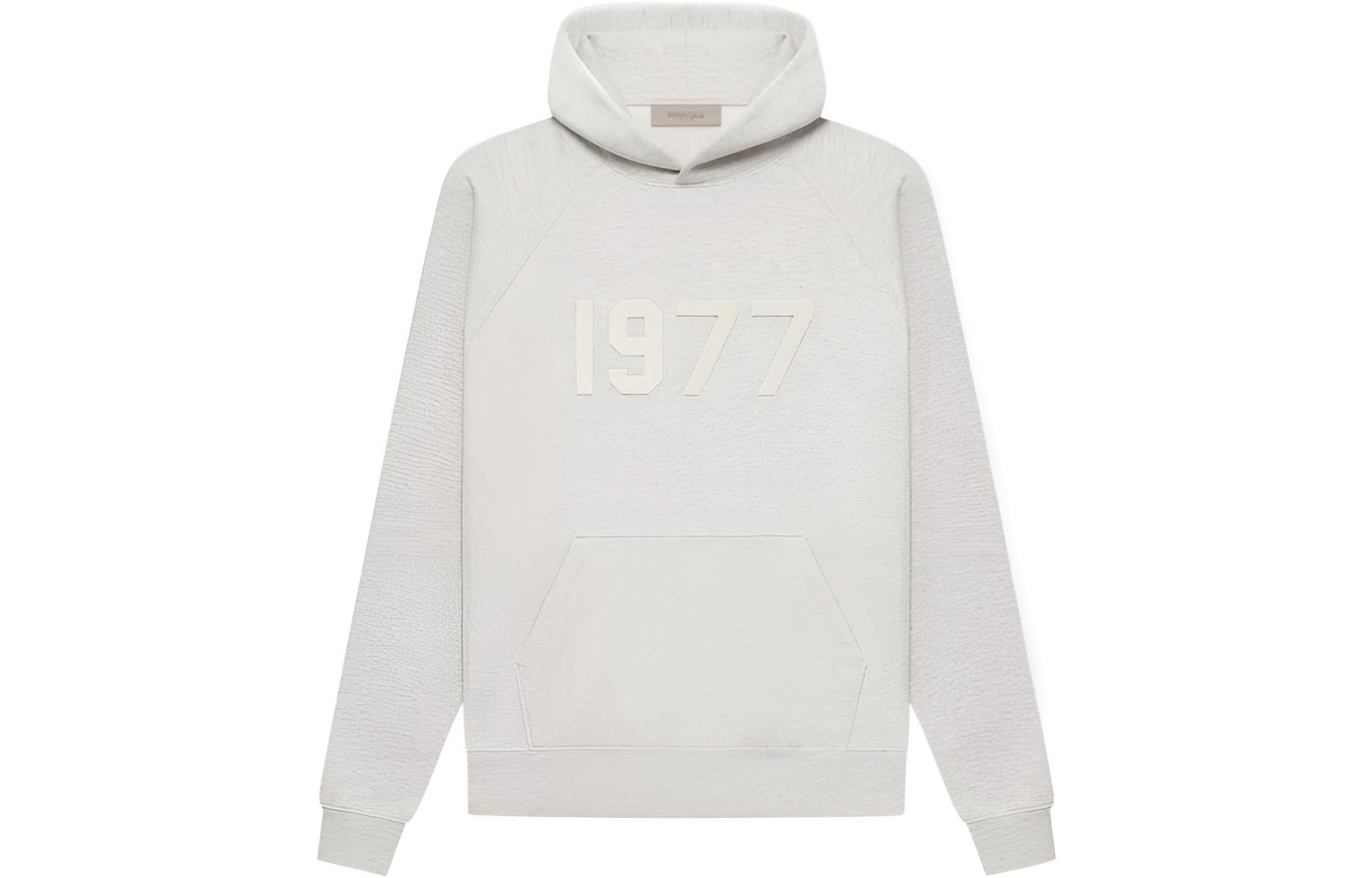 FOG 1977 SS22 Hoodie Light Oatmeal Pullover Flocked Sweatshirt FOG-SS22-779