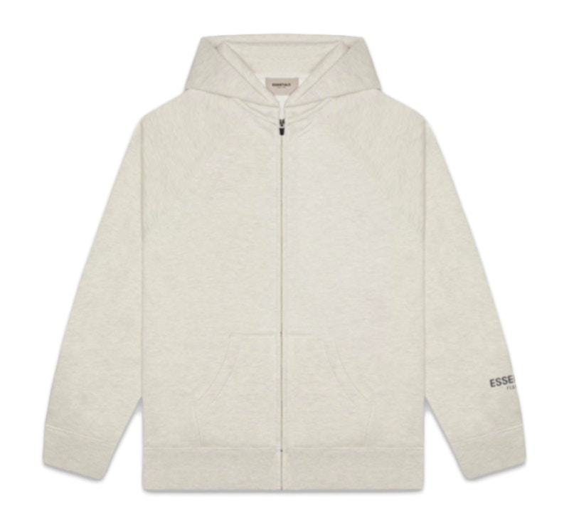 Fear of God 3D Silicon Applique Full Zip Up Hoodie Oatmeal Heather