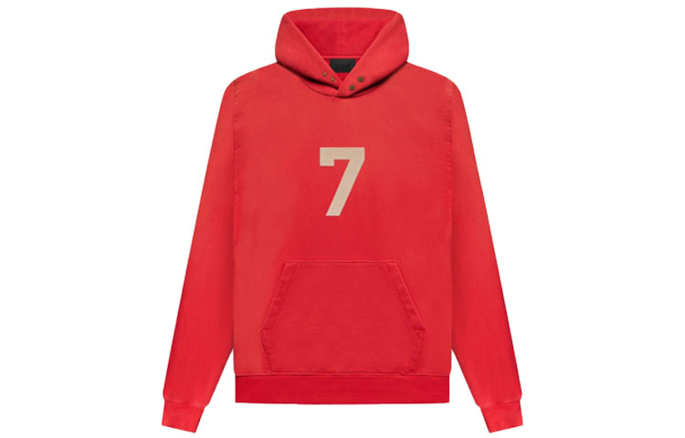 FOG 7 Hoodie Vintage Red Logo Pullover Retro Red Sweatshirt FG50-075FLC-646