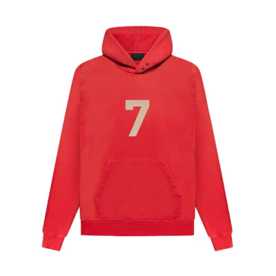 FOG 7 Hoodie Vintage Red Logo Pullover Retro Red Sweatshirt FG50-075FLC-646