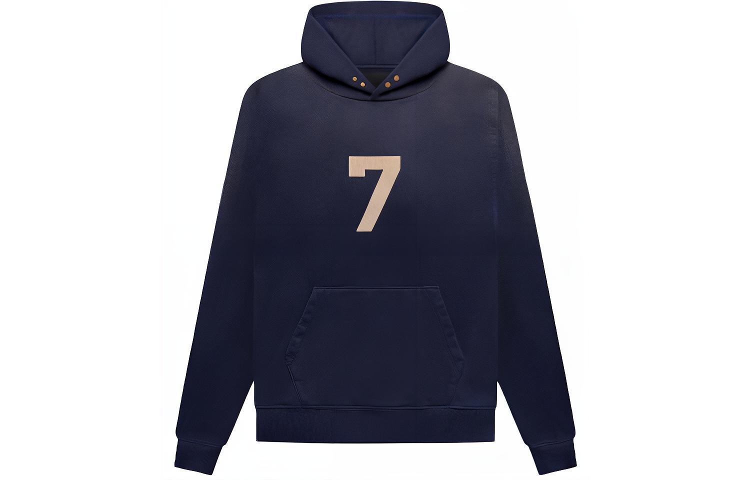 FOG 7 Vintage Navy Logo Hoodie Men’s Retro Blue Pullover FG50075FLC