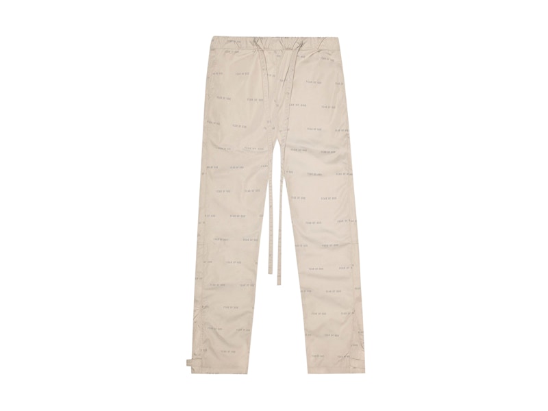 Fear of God All Over Print Baggy Nylon Pants Bone