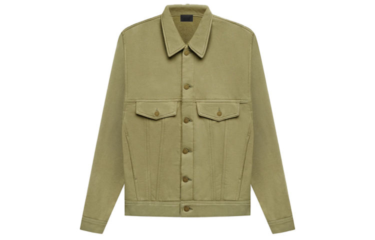 FOG Army Green French Terry Trucker Jacket Classic Design FG30-033FLC-314