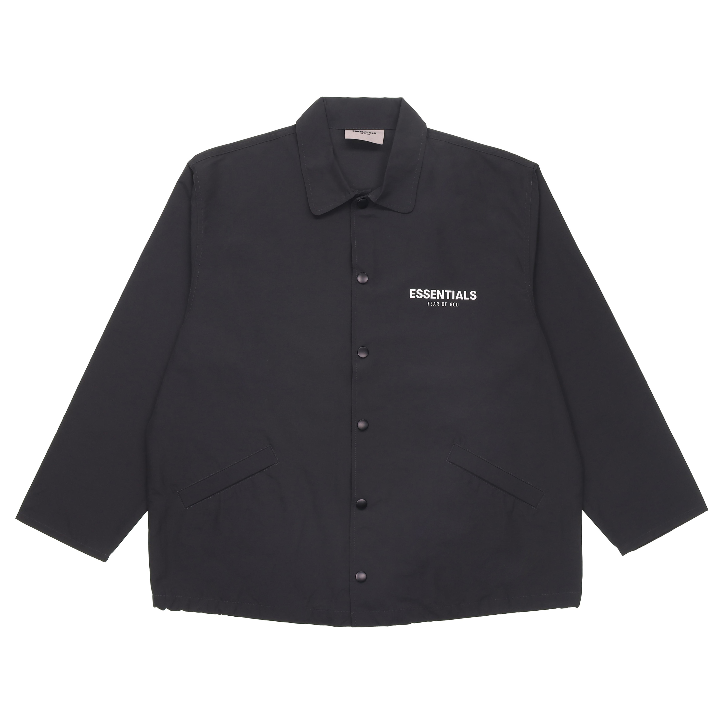 Fear of God Black Coach Jacket - Minimal Logo, Unisex Windproof Heavyweight Style 202250500021001