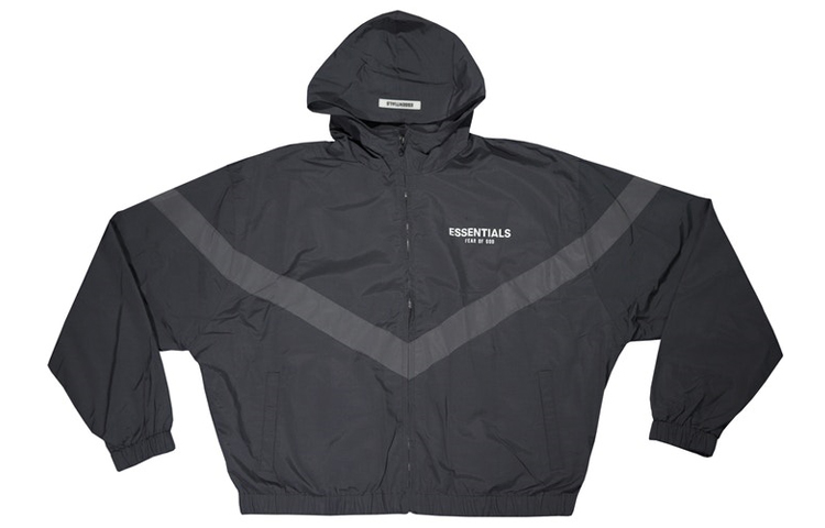 FOG Black Hooded Jacket Water-Resistant Windproof Coach Jacket Unisex FOG-FW19-11