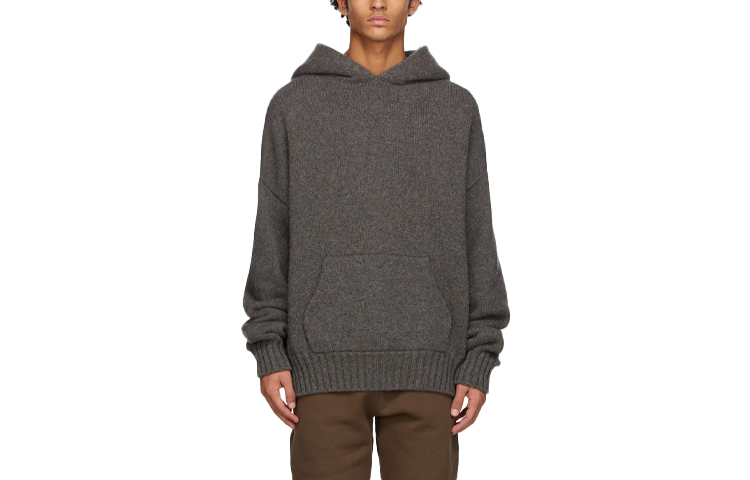 FOG Brushed Knit Hoodie Grey Pullover Sweater 211782M202003