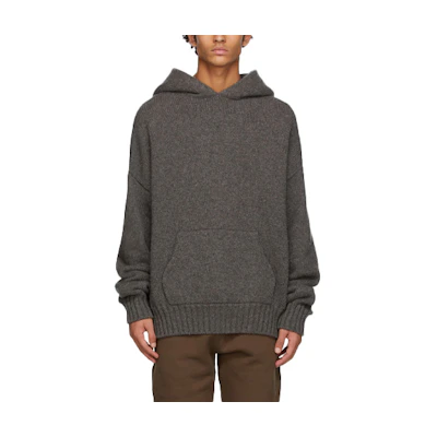 FOG Brushed Knit Hoodie Grey Pullover Sweater 211782M202003