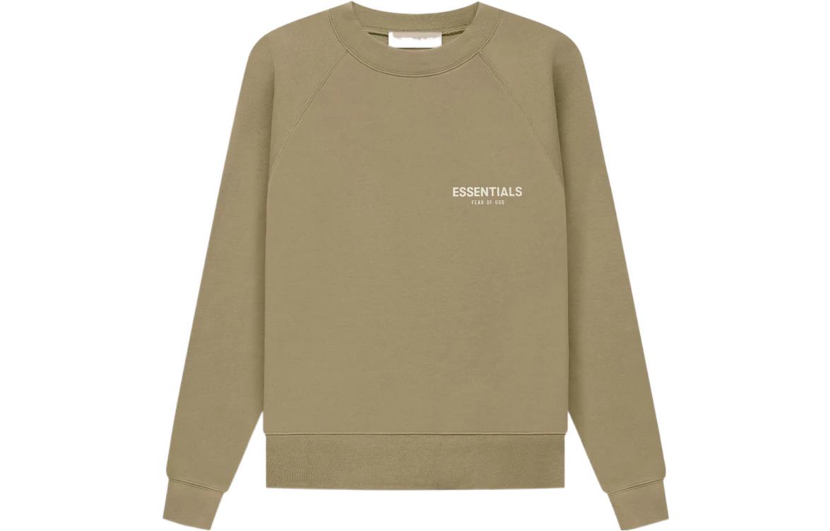 Fear of God Crewneck Oak Flocked Letter Pullover Sweatshirt - Unisex Oak Brown FOG-SS22-292