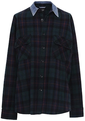 Fear of God Denim Collared Flannel Shirt Green Plaid Buy Fear of God Denim Collared Flannel Shirt Green Plaid