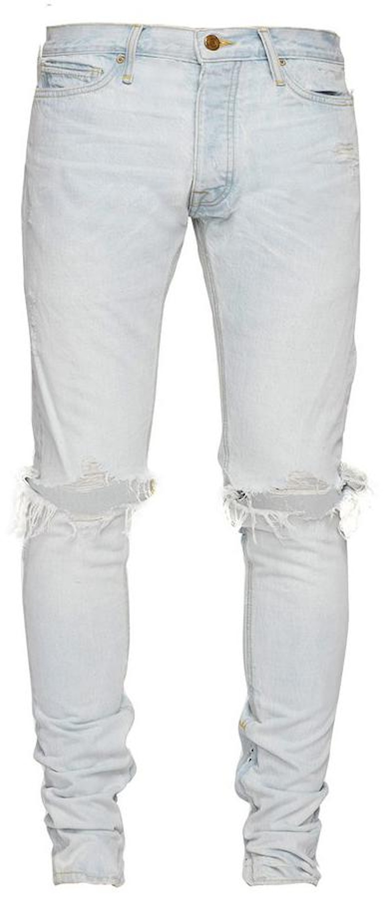 Fear of God Distressed Light Indigo Selvedge Denim Jeans Indigo