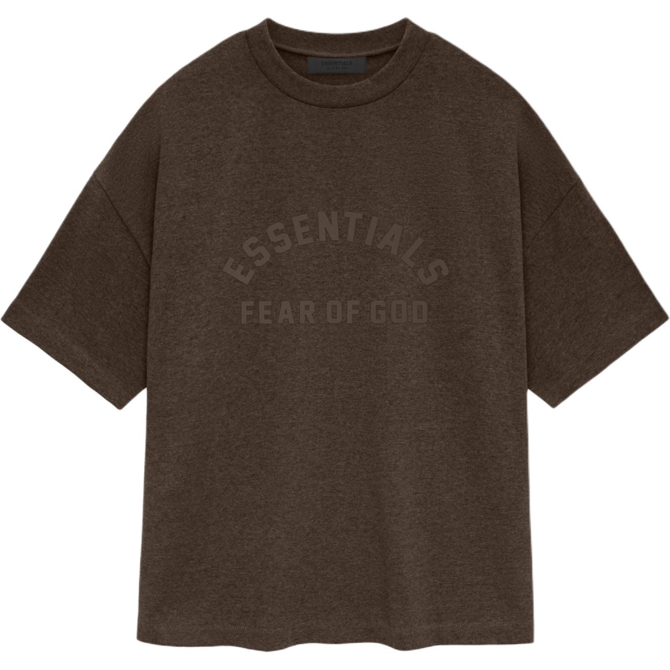 Fear of God Essentials 2024 S/S Heather Wood Logo Tee - Oversized Brown T-Shirt 125SU242002F