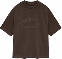Fear of God Essentials 2024 S/S Heather Wood Logo Tee - Oversized Brown T-Shirt 125SU242002F
