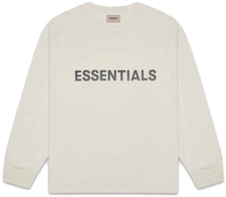 Fear of God ESSENTIALS 3D Silicon Applique Boxy Long Sleeve T-Shirt Oatmeal Heather Buy Fear of God ESSENTIALS 3D Silicon Applique Boxy Long Sleeve T-Shirt Oatmeal Heather