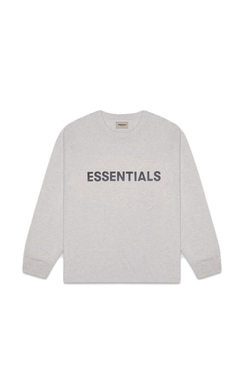 Fear of God ESSENTIALS 3D Silicon Applique Boxy Long Sleeve T-Shirt Heather Oatmeal