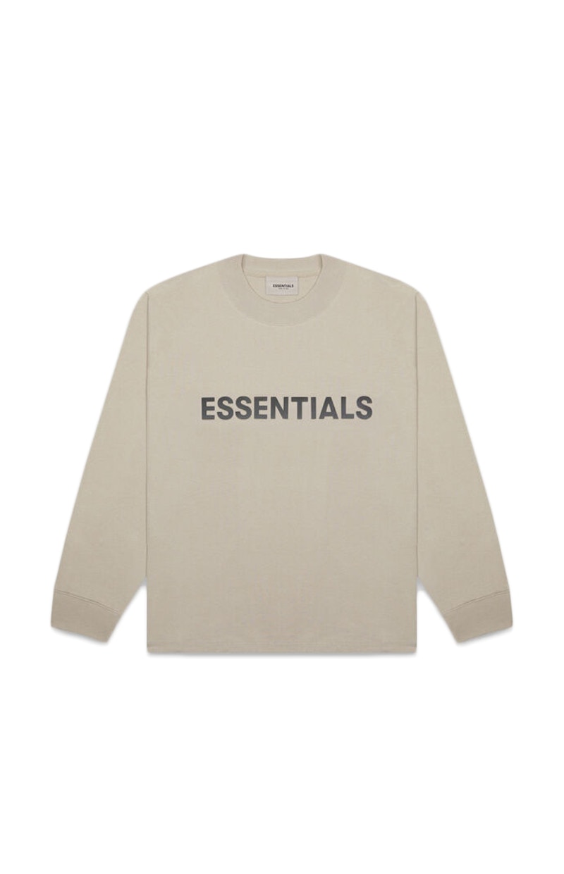 Fear of God ESSENTIALS 3D Silicon Applique Boxy Long Sleeve T-Shirt Olive/Khaki