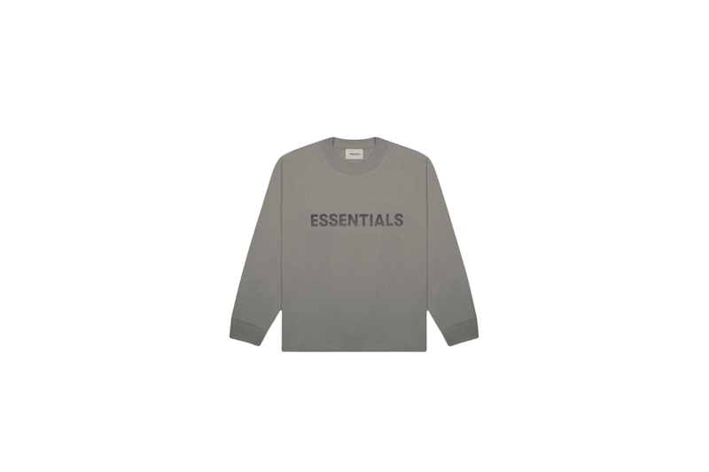 Fear of God ESSENTIALS 3D Silicon Applique Boxy Long Sleeve T-Shirt Gray Flannel/Charcoal