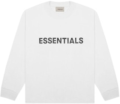 Fear of God ESSENTIALS 3D Silicon Applique Boxy Long Sleeve T-Shirt White Buy Fear of God ESSENTIALS 3D Silicon Applique Boxy Long Sleeve T-Shirt White
