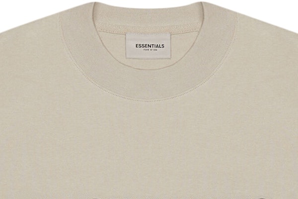 Fear of God ESSENTIALS 3D Silicon Applique Boxy Long Sleeve T-Shirt String/Tan Lookbook Fear of God ESSENTIALS 3D Silicon Applique Boxy Long Sleeve T-Shirt String/Tan