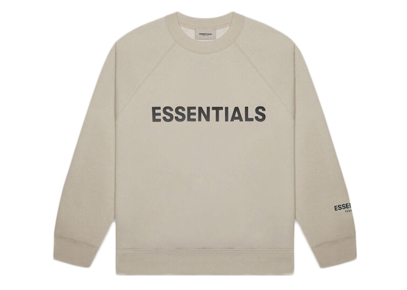 Buy Fear of God ESSENTIALS 3D硅胶贴饰圆领上衣米色/棕色