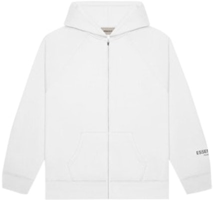 Fear of God ESSENTIALS 3D Silicon Applique Full Zip Up Hoodie White Buy Fear of God ESSENTIALS 3D Silicon Applique Full Zip Up Hoodie White