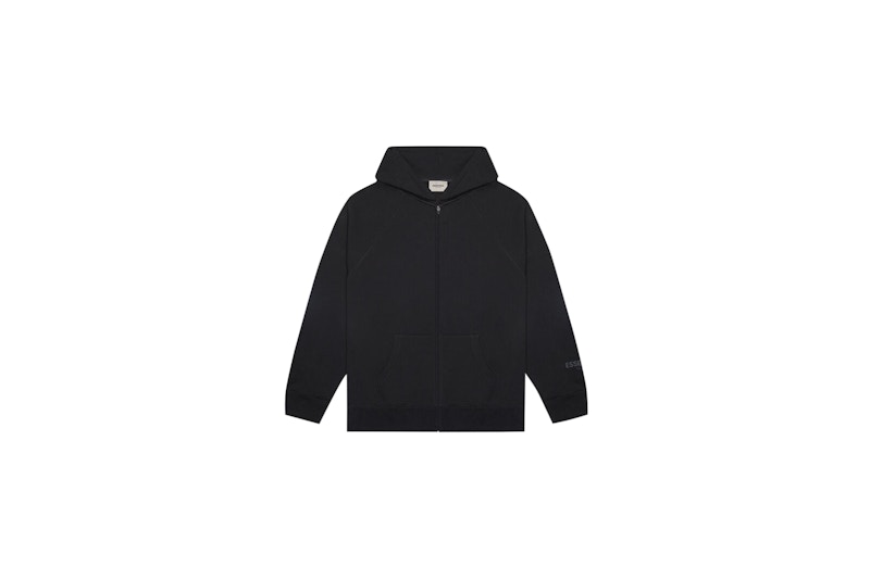 Fear of God ESSENTIALS 3D Silicon Applique Full Zip Up Hoodie Dark Slate/Stretch Limo/Black