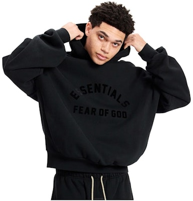 Fear of God Essentials Arch Logo Hoodie Jet Black Lookbook Fear of God Essentials Arch Logo Hoodie Jet Black