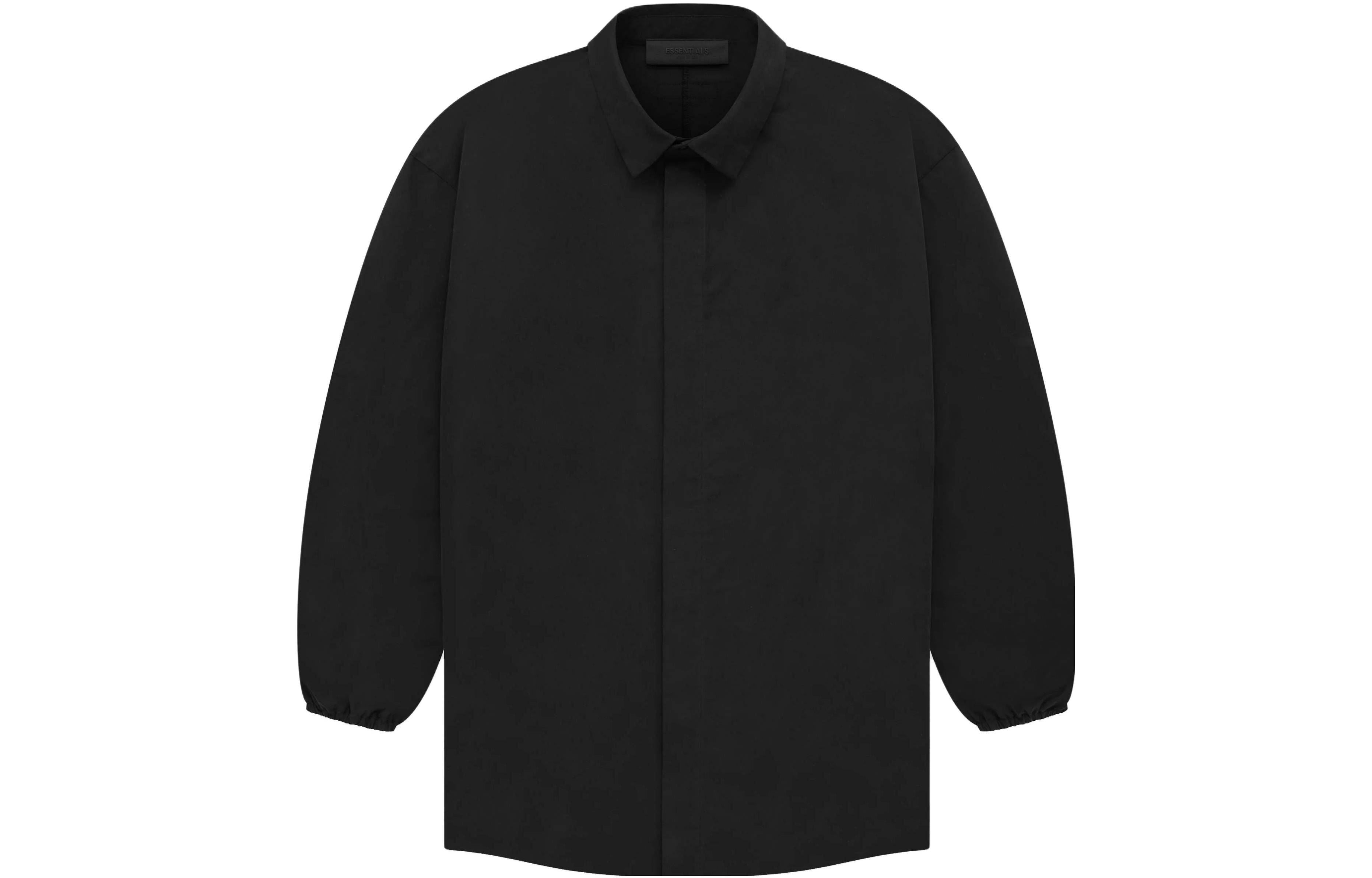 Fear of God Essentials Black Button-Down Shirt Jet Black Heavyweight Long Sleeve. 186sp234020f
