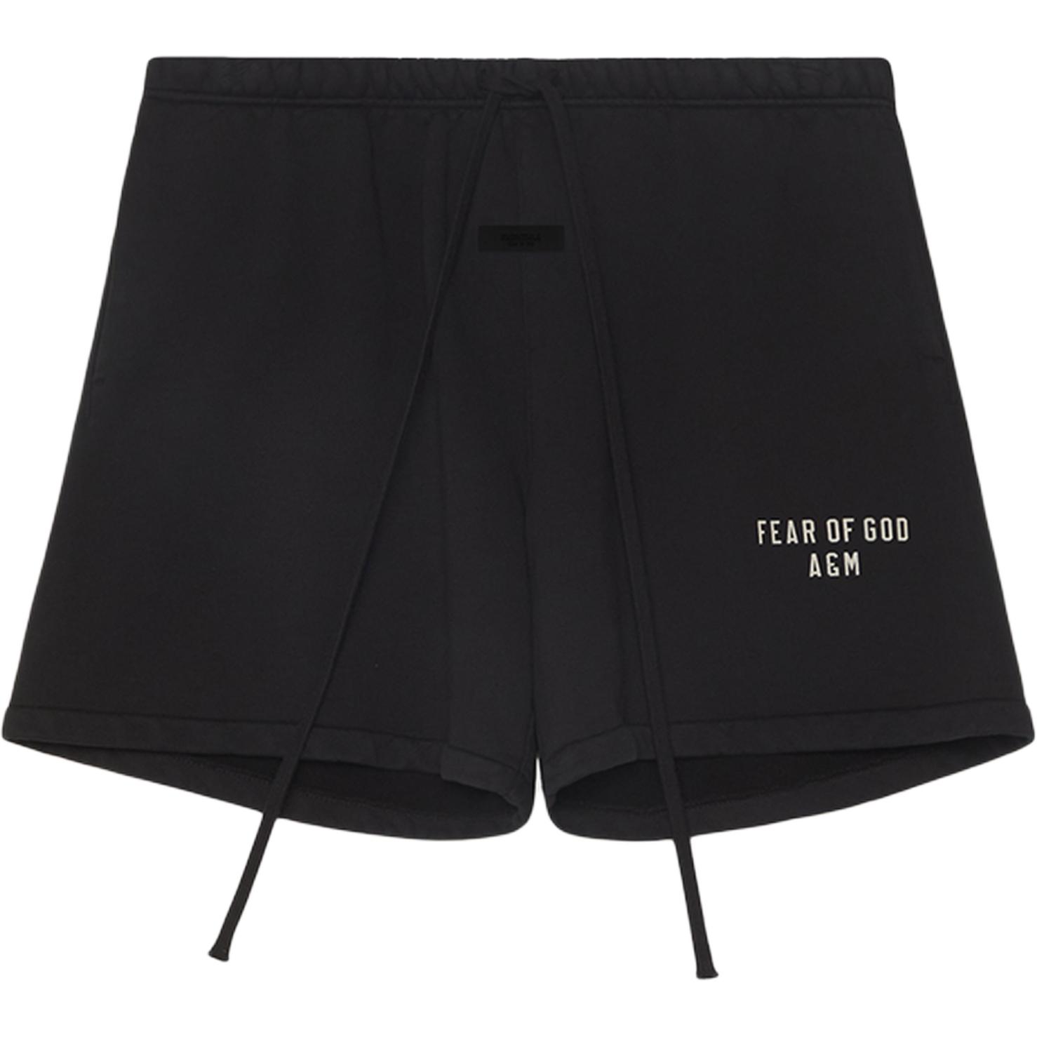 Fear of God Essentials Black Heavy Fleece Soccer Sweat Shorts - Meteor Black. 160HO244310F