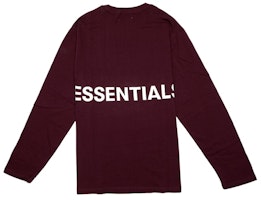 Fear of God ESSENTIALS Boxy Graphic Long Sleeve T-Shirt Burgundy Fear of God ESSENTIALS Boxy Graphic Long Sleeve T-Shirt Burgundy