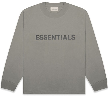 Fear of God ESSENTIALS Boxy Long Sleeve T-Shirt Applique Logo Cement Buy Fear of God ESSENTIALS Boxy Long Sleeve T-Shirt Applique Logo Cement