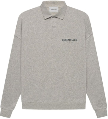 Fear of God ESSENTIALS Core Collection L/S Polo Dark Heather Oatmeal Buy Fear of God ESSENTIALS Core Collection L/S Polo Dark Heather Oatmeal